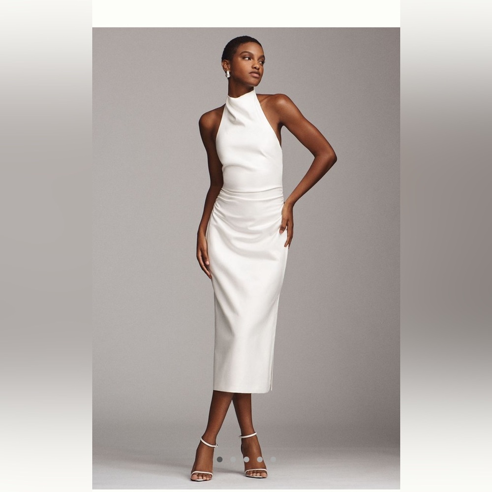 BHLDN Holly Faux leather halter midi dress